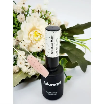 Top Coat Matt (Fosco) com Flakes Preto - Fundo Translúcido - Adoregel