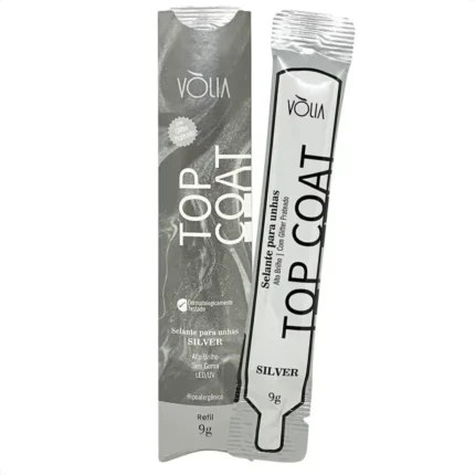 Top Coat Selante com Glitter Silver Sachê 9g - Vòlia