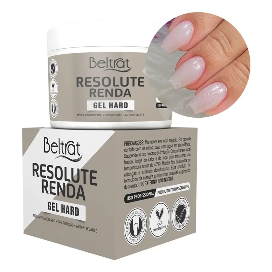 Gel Resolute Renda 14g - Beltrat Beltrat - Gel Construtor Autonivelante 24g Resolute Led/UV Renda - Imagem 1