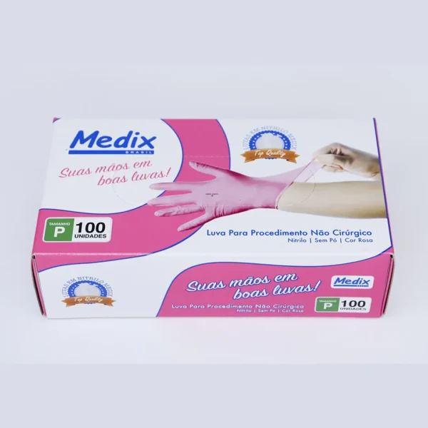 Luva Descartavel Medix Nitrilica Rosa P 100un