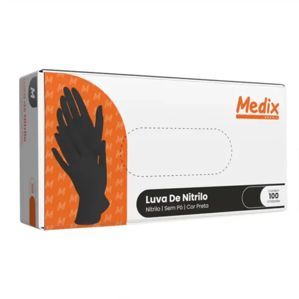 Luva Nitrílica Descartável Preta Medix Black CA 48341