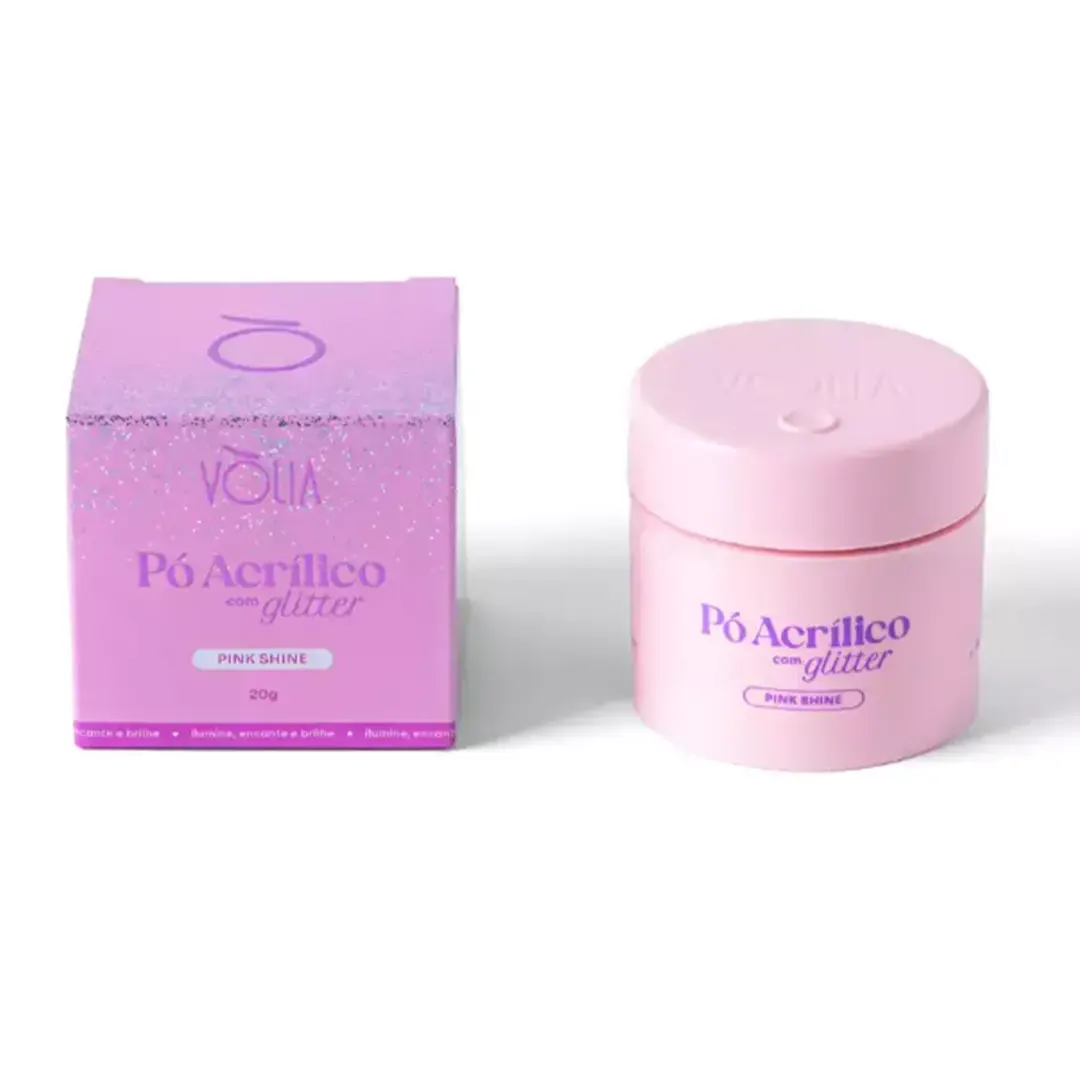 Pó Acrílico com Glitter Pink Shine - Vòlia Vòlia - Pó Acrílico com Glitter Pink Shine 20g - Imagem 1