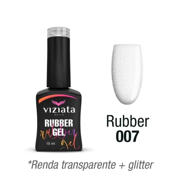 Rubber 007 Viziata Nails Esmalte em Gel (Renda com Glitter)