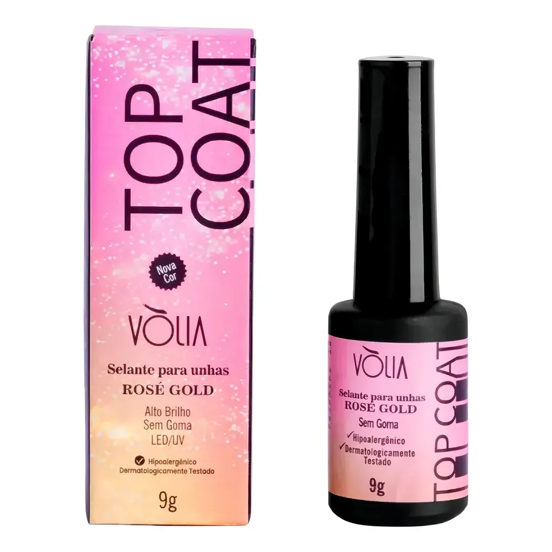 Top Coat Vòlia Rosé Gold 9g Vòlia - Top Coat Rosé Gold - 9g - Imagem 1