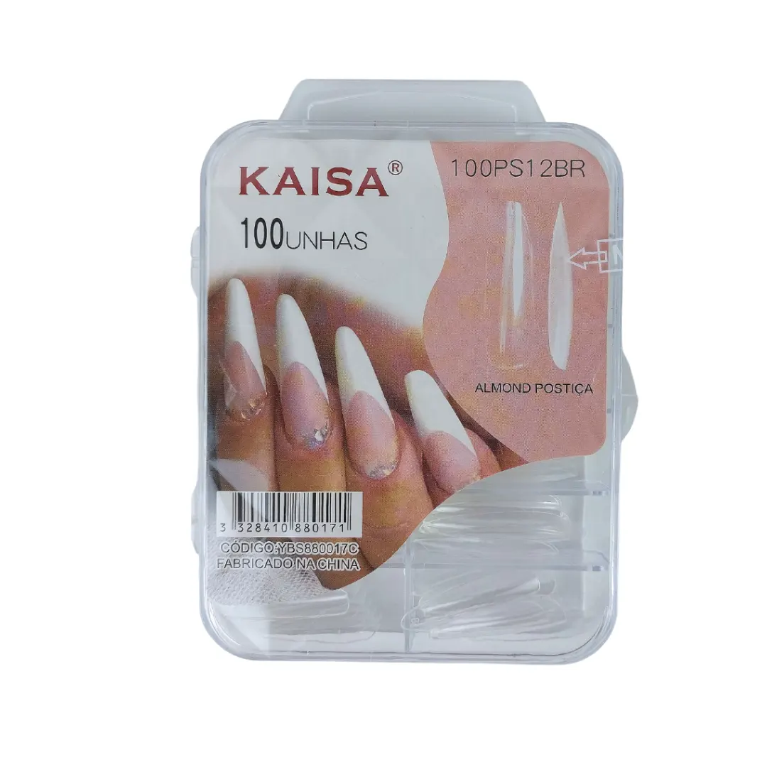 Unha Postiça Almond Alongada Transparente 100unid. - Kaisa Kaisa - Unha Postiça Almond Alongada Transparente 100unid. - Imagem 1