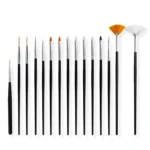 Kit 15 Pincéis Decoração Nail Art Pincel Profissional Preto