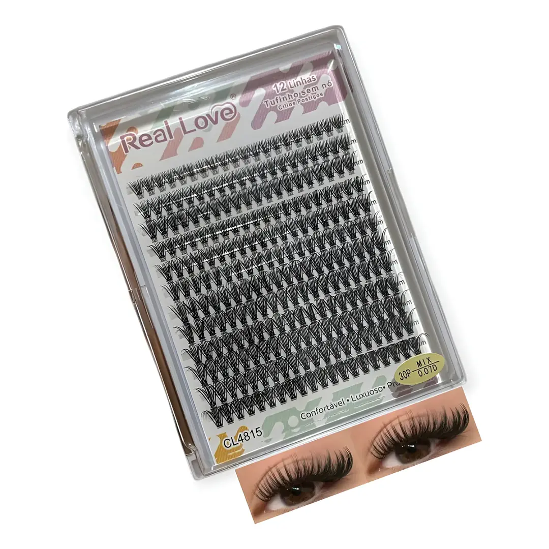 Real Love - Extensões De Cílios Tufinho Mix - Preto - 30p - 9 Mm - 1.4 Cm Real Love - Extensões De Cílios Tufinho Mix - Preto - 30p - 9 Mm - 1.4 Cm - Imagem 1